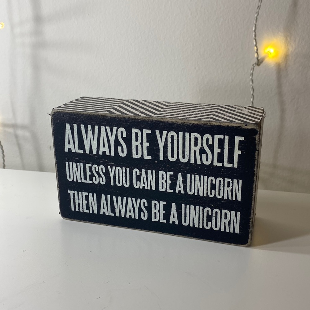 Primitives by Kathy Chevron Trimmed Box Sign, 3" x 5", Be A Unicorn